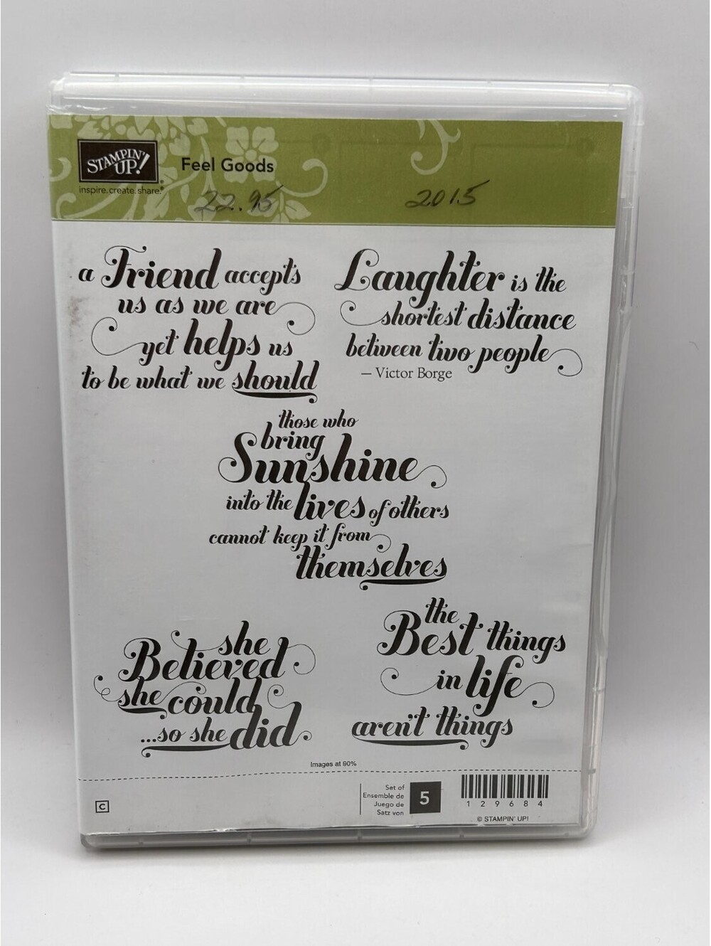 Stampin' Up! Feel Goods #129684 Red Rubber Stamp Set 3 of 5 Incomplete w/Case